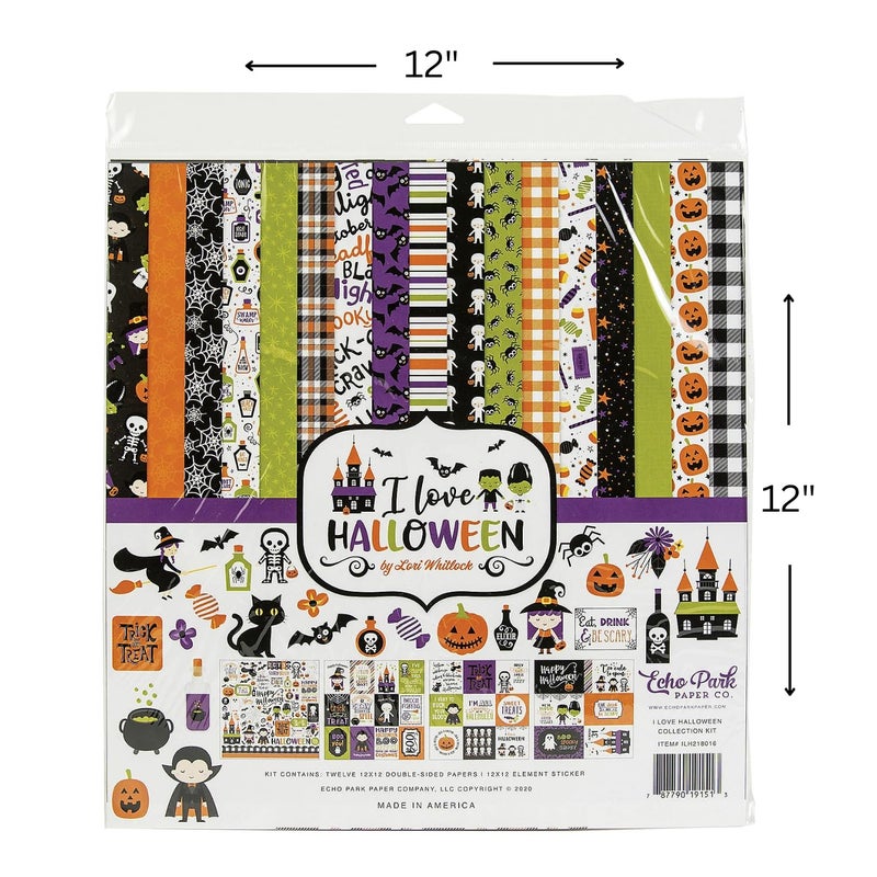 Echo Park Paper Company Love Halloween Collection Kit, Orange, Black, Purple, Green , 12-x-12-Inch - Image 3